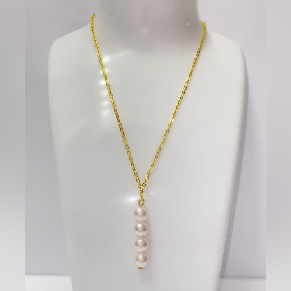 Gold Chain Necklace With White Four Pearl Drop 25$